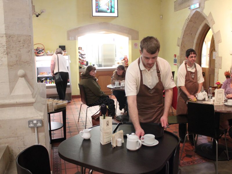 Students from Catcote Academy working at the Vestry cafe.