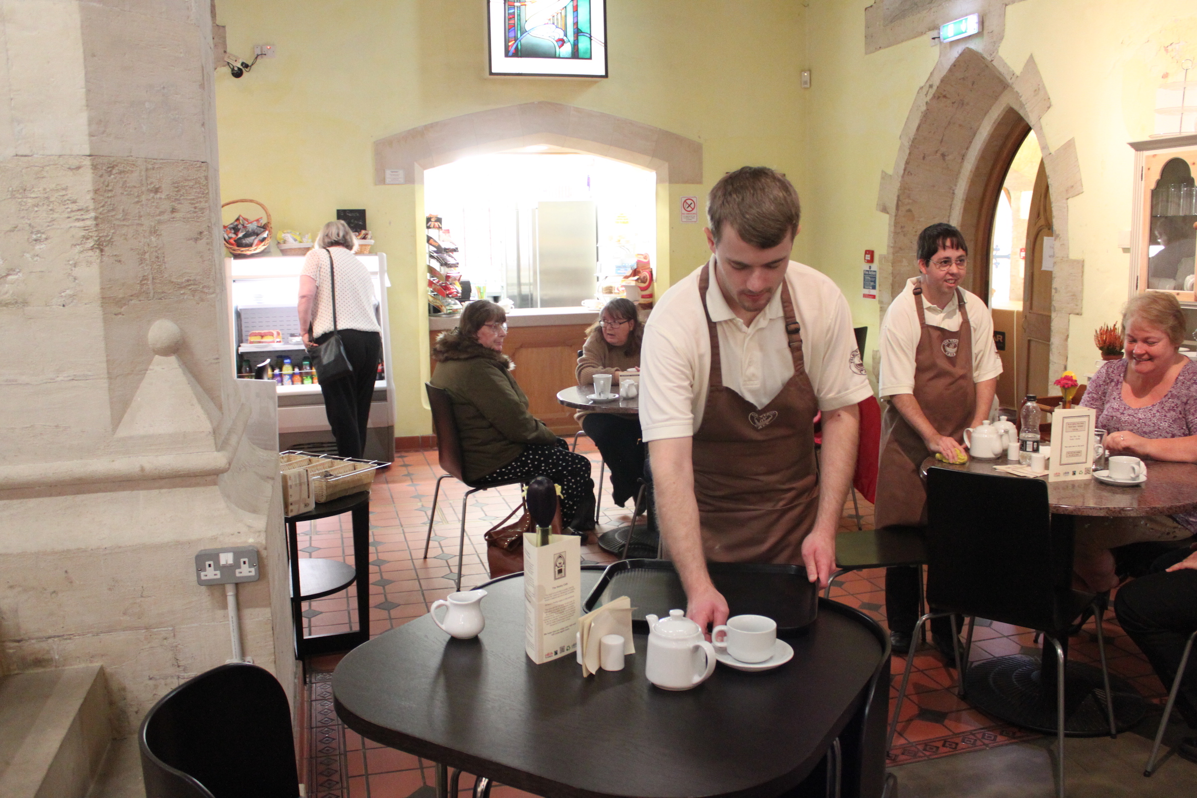 Students from Catcote Academy working at the Vestry cafe.