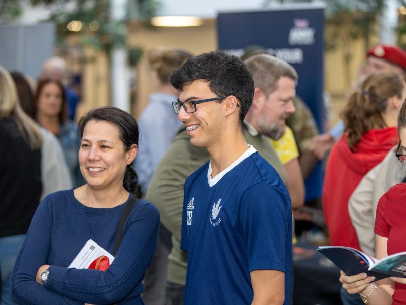 Students and parents at a Meadowhead School careers event
