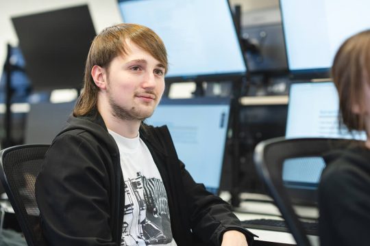 Cristiano in a computer lab