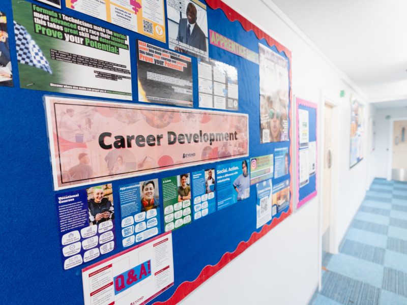 A noticeboard with 'Career Development' labelling